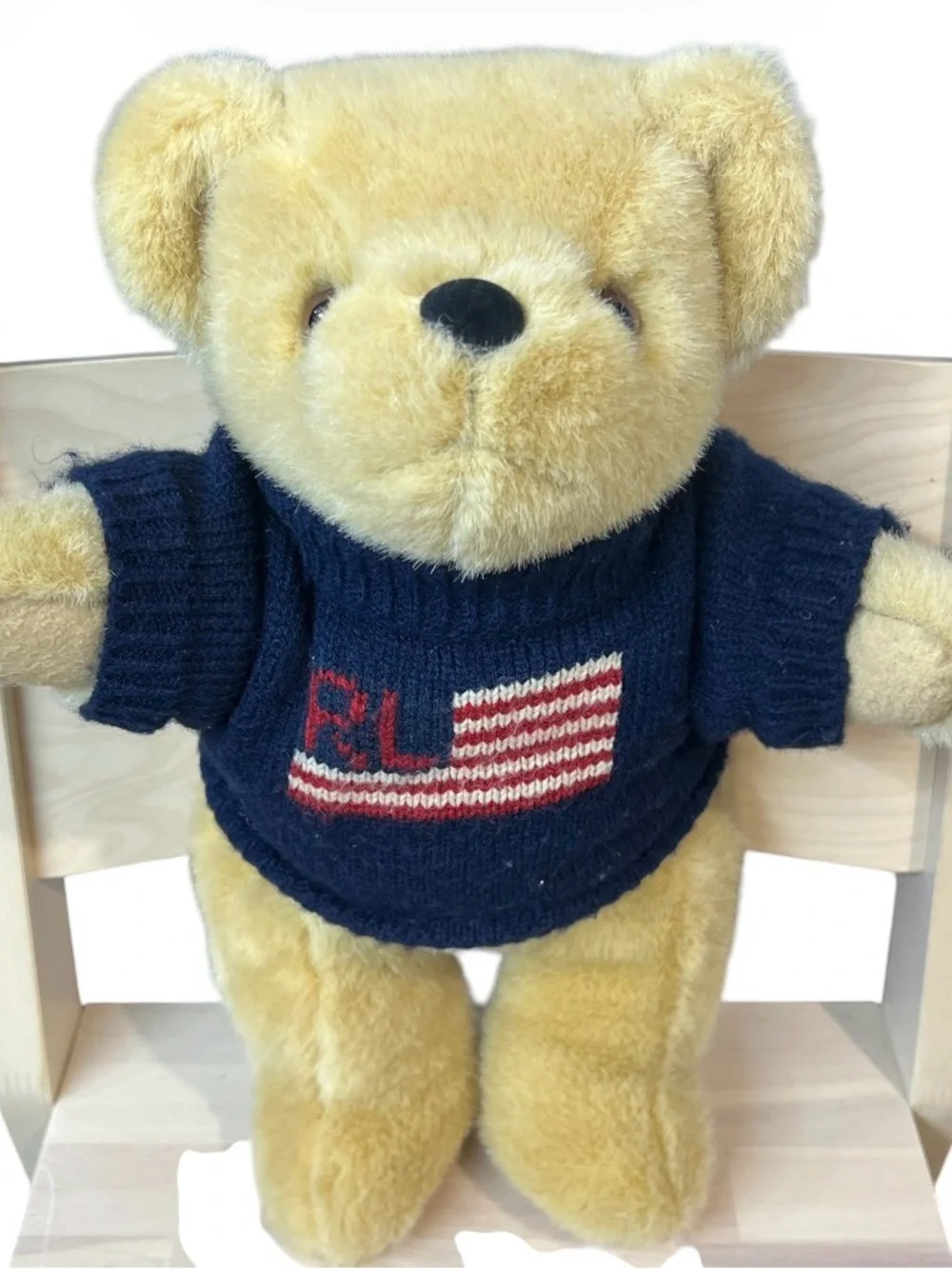 1996 Ralph Lauren Teddy Bear Vintage American Flag Sweater Plush